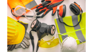 Worker wearing Personal Protective Equipment (PPE) on a construction site